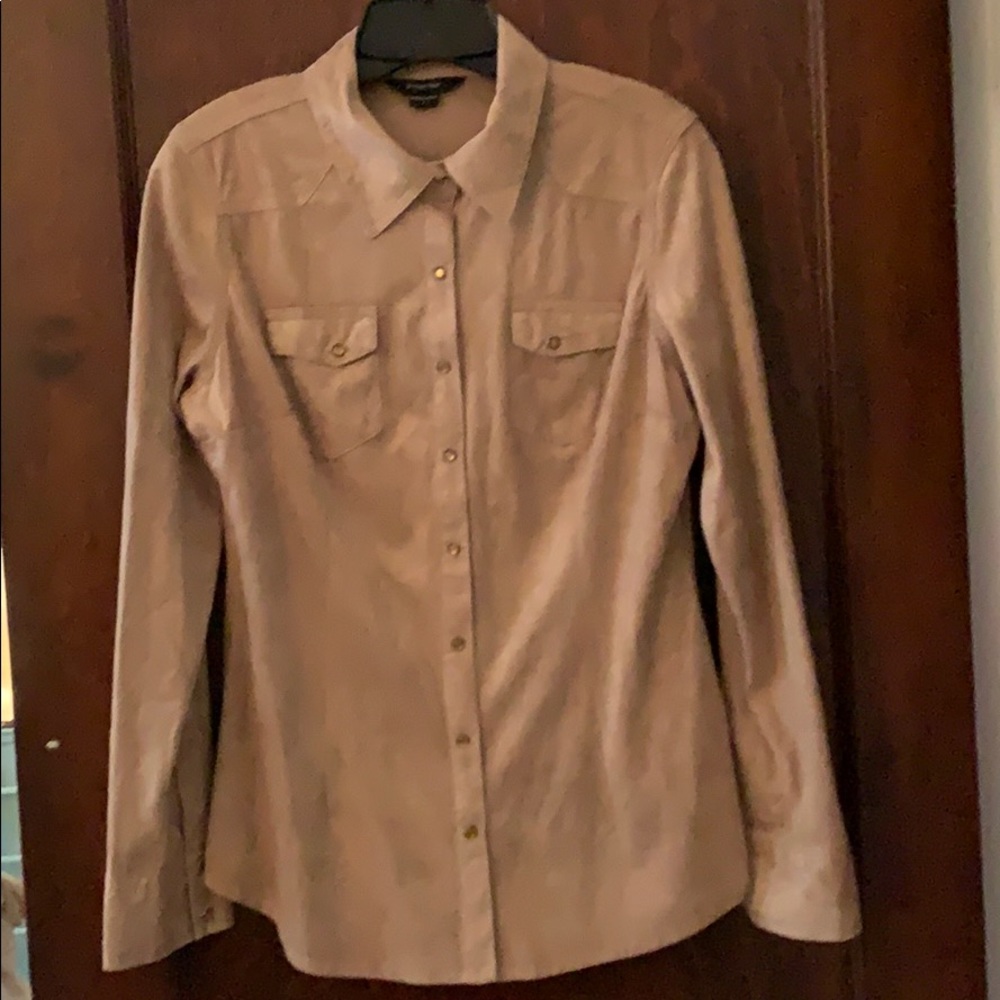 Paper Tee faux suede blouse